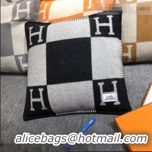 Shop Discount Hermes Avalon Wool Pillow 55x55cm H0149 Black 2021