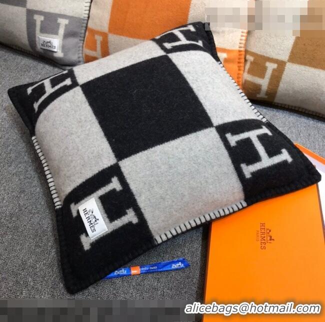 Shop Discount Hermes Avalon Wool Pillow 55x55cm H0149 Black 2021