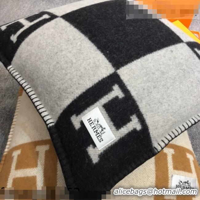 Shop Discount Hermes Avalon Wool Pillow 55x55cm H0149 Black 2021