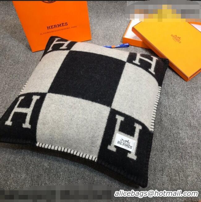 Shop Discount Hermes Avalon Wool Pillow 55x55cm H0149 Black 2021