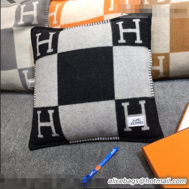 Shop Discount Hermes Avalon Wool Pillow 55x55cm H0149 Black 2021