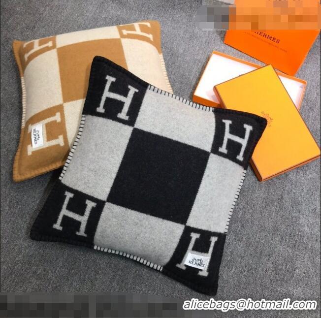 Shop Discount Hermes Avalon Wool Pillow 55x55cm H0149 Black 2021