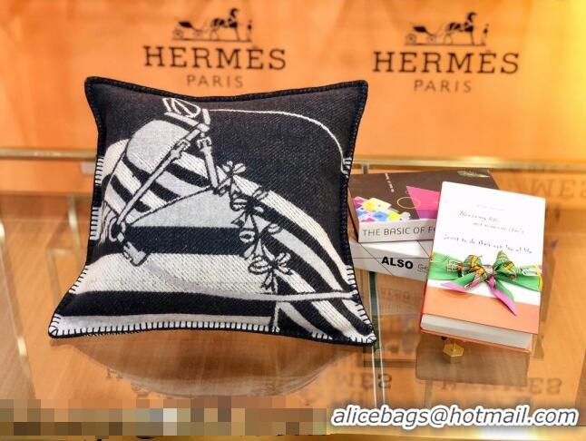 Low Cost Hermes Wool Pillow 50x50cm H110211 Black/Grey 2021