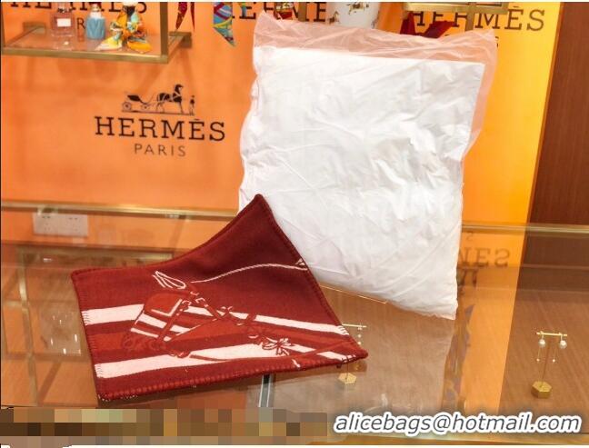 Reasonable Price Hermes Wool Pillow 50x50cm H110212 Burgundy 2021