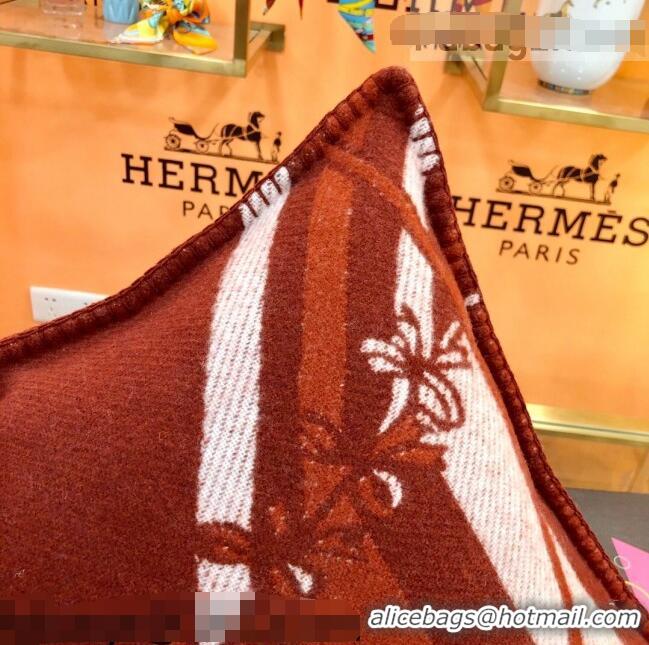 Reasonable Price Hermes Wool Pillow 50x50cm H110212 Burgundy 2021