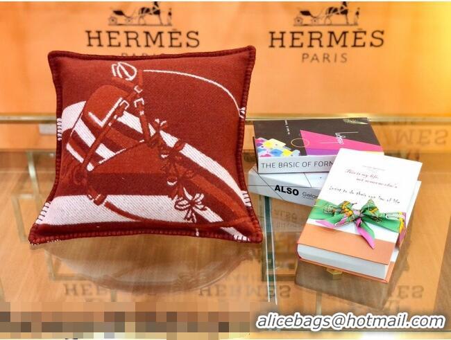 Reasonable Price Hermes Wool Pillow 50x50cm H110212 Burgundy 2021