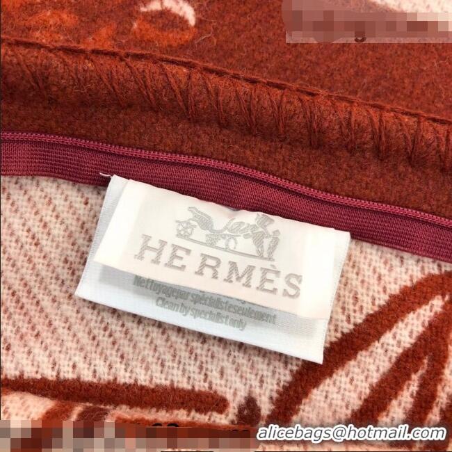 Reasonable Price Hermes Wool Pillow 50x50cm H110212 Burgundy 2021