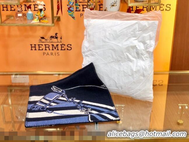 Luxury Discount Hermes Wool Pillow 50x50cm H110213 Blue 2021 