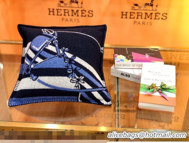 Luxury Discount Hermes Wool Pillow 50x50cm H110213 Blue 2021 