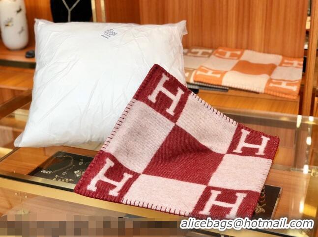 Hot Classic Hermes Avalon Wool Pillow 45x45cm H110214 Burgundy 2021