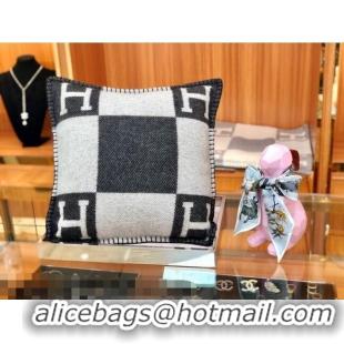 Top Quality Hermes Avalon Wool Pillow 45x45cm H110215 Black 2021