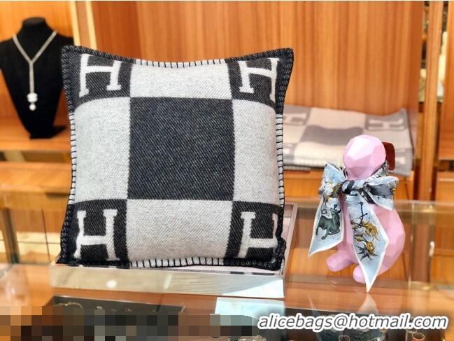 Top Quality Hermes Avalon Wool Pillow 45x45cm H110215 Black 2021