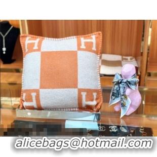 Fashion Hermes Avalon Wool Pillow 45x45cm H110216 Orange 2021