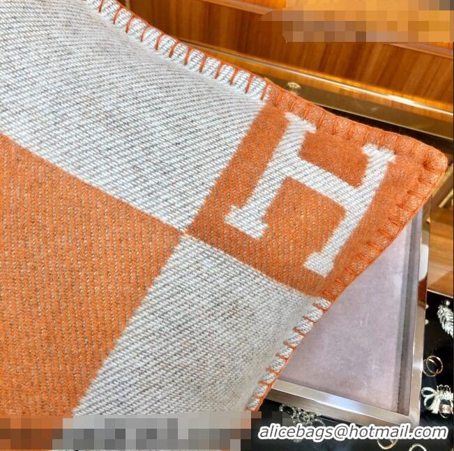 Fashion Hermes Avalon Wool Pillow 45x45cm H110216 Orange 2021