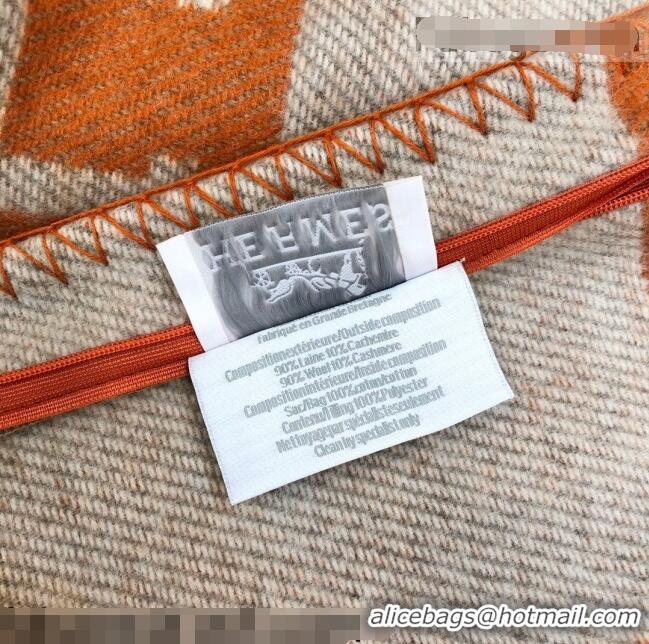 Fashion Hermes Avalon Wool Pillow 45x45cm H110216 Orange 2021