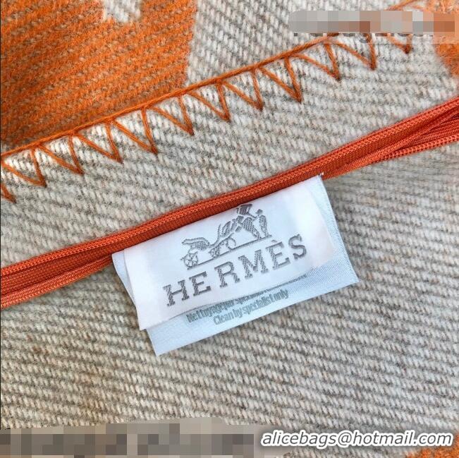 Fashion Hermes Avalon Wool Pillow 45x45cm H110216 Orange 2021