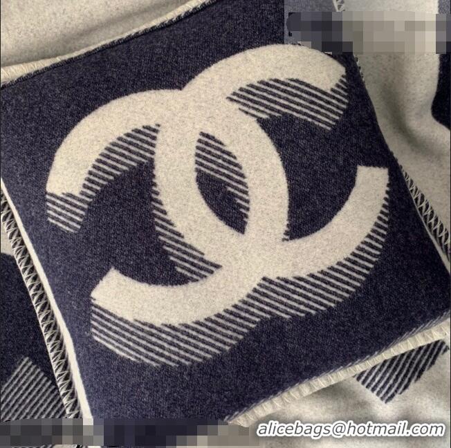 Top Quality Chanel Wool CC Pillow/Cushion 55x55cm C0201 Navy Blue 2021