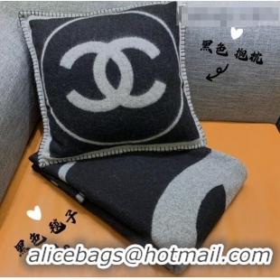 Top Quality Chanel Wool Pillow And Blanket C110267 Black/Grey 2021