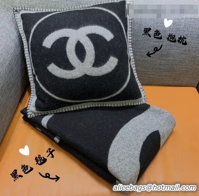 Top Quality Chanel Wool Pillow And Blanket C110267 Black/Grey 2021