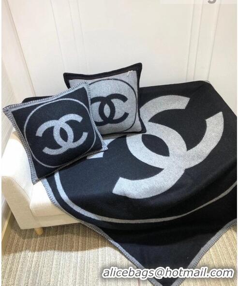 Top Quality Chanel Wool Pillow And Blanket C110267 Black/Grey 2021