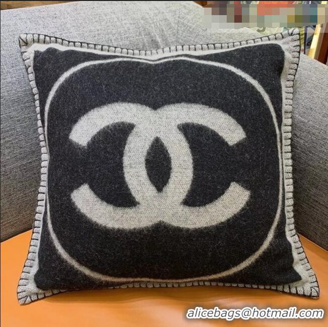 Top Quality Chanel Wool Pillow And Blanket C110267 Black/Grey 2021