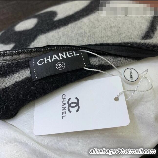 Top Quality Chanel Wool Pillow And Blanket C110267 Black/Grey 2021