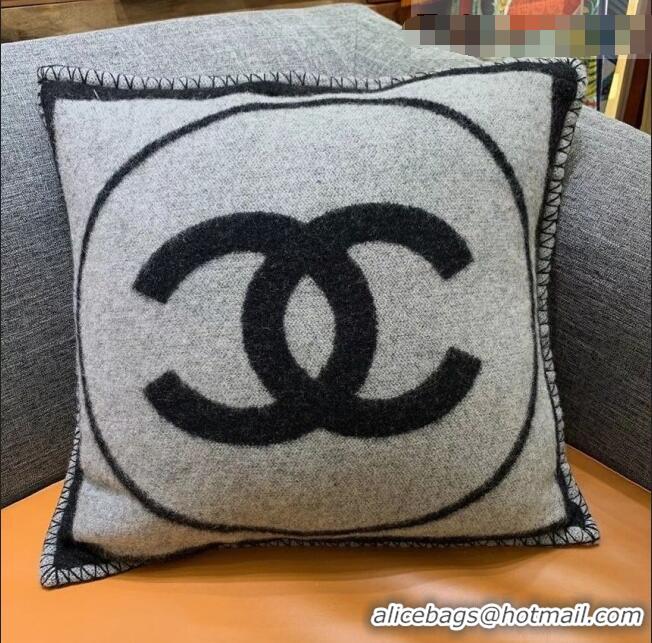 Top Quality Chanel Wool Pillow And Blanket C110267 Black/Grey 2021