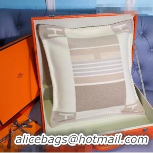 Famous Brand Hermes Avalon Wool Pillow 50x50cm H110272 Beige 2021