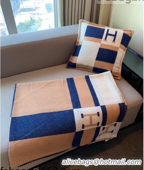 Famous Brand Hermes Avalon Wool Pillow And Blanket 50x50cm Camel H110275 Brown 2021