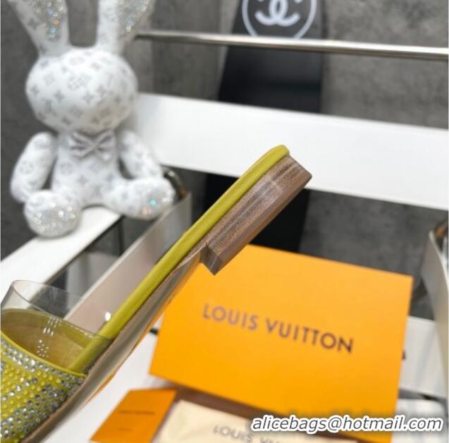 Unique Style Louis Vuitton TPU and LV Crystal Flat Slide Sandals Yellow 032605