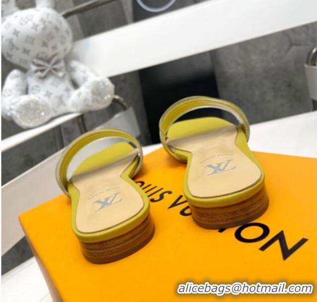 Unique Style Louis Vuitton TPU and LV Crystal Flat Slide Sandals Yellow 032605