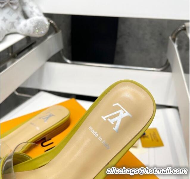 Unique Style Louis Vuitton TPU and LV Crystal Flat Slide Sandals Yellow 032605