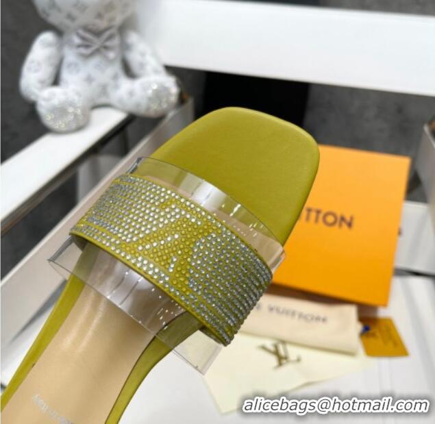 Unique Style Louis Vuitton TPU and LV Crystal Flat Slide Sandals Yellow 032605