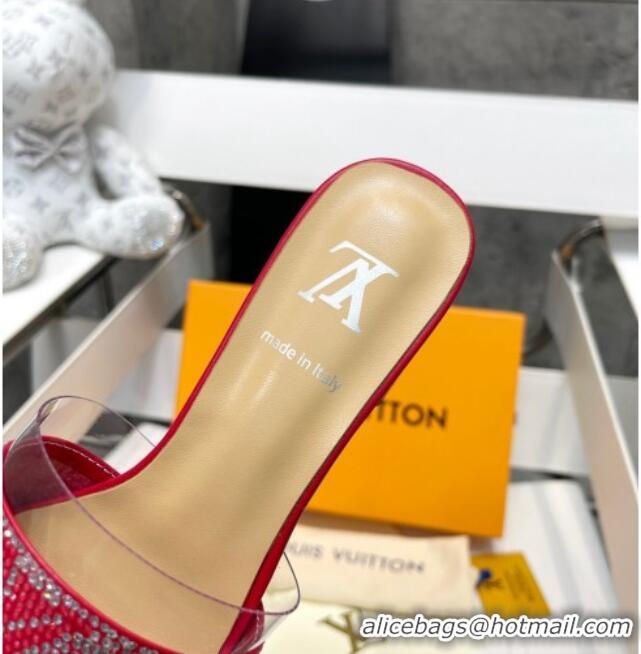 Best Price Louis Vuitton TPU and LV Crystal Heel Slide Sandals Red 032612