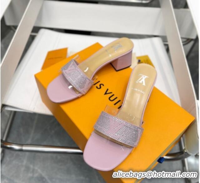 Best Product Louis Vuitton TPU and LV Crystal Heel Slide Sandals Pink 032610