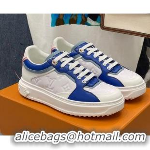 Good Taste Louis Vuitton Time Out Sneaker in Monogram-embossed Leather White/Blue 329055