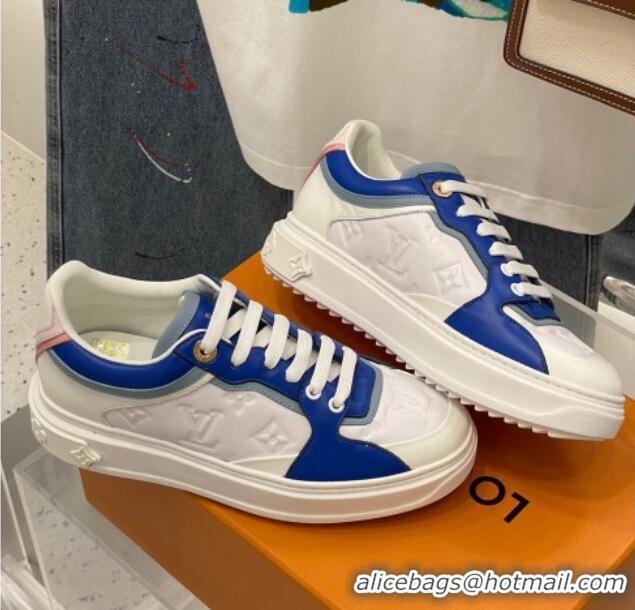 Good Taste Louis Vuitton Time Out Sneaker in Monogram-embossed Leather White/Blue 329055