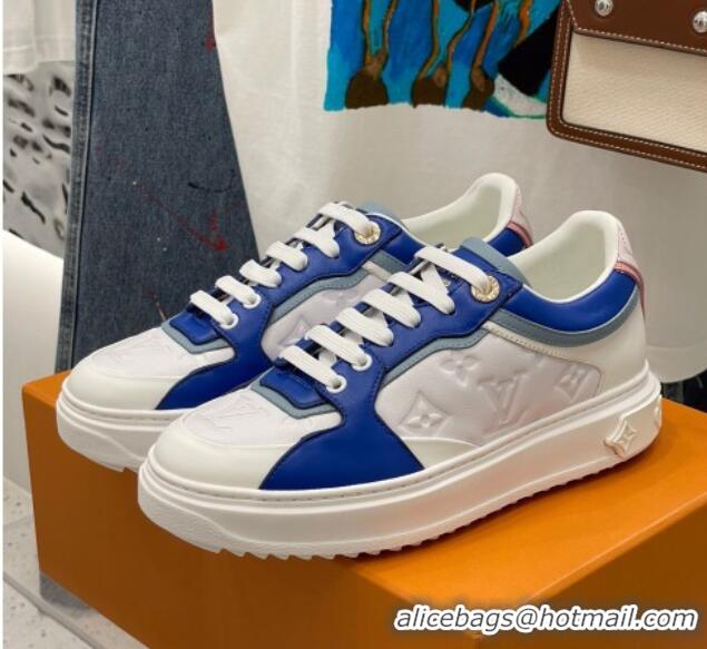 Good Taste Louis Vuitton Time Out Sneaker in Monogram-embossed Leather White/Blue 329055