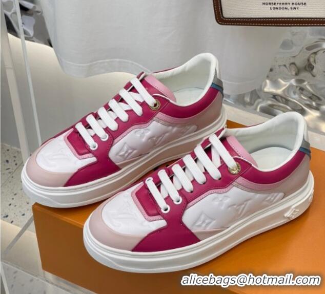 Low Price Louis Vuitton Time Out Sneaker in Monogram-embossed Leather White/Pink 0329057