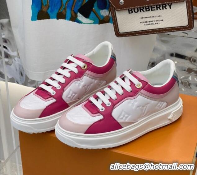 Low Price Louis Vuitton Time Out Sneaker in Monogram-embossed Leather White/Pink 0329057