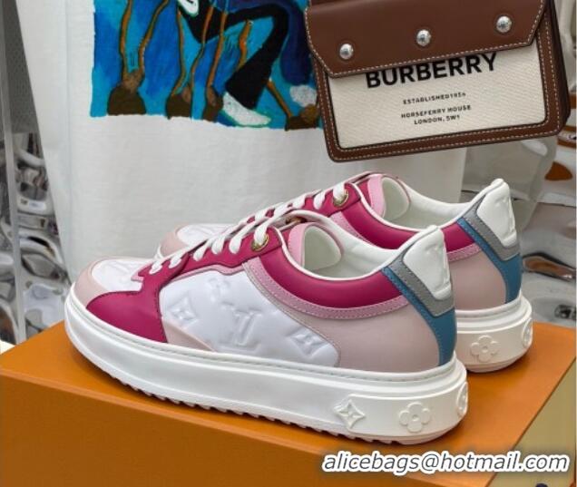 Low Price Louis Vuitton Time Out Sneaker in Monogram-embossed Leather White/Pink 0329057