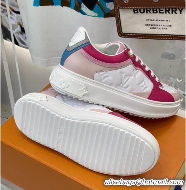 Low Price Louis Vuitton Time Out Sneaker in Monogram-embossed Leather White/Pink 0329057