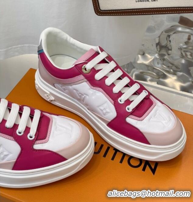 Low Price Louis Vuitton Time Out Sneaker in Monogram-embossed Leather White/Pink 0329057