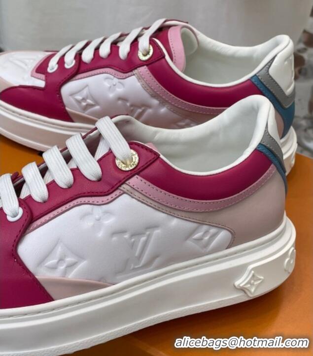 Low Price Louis Vuitton Time Out Sneaker in Monogram-embossed Leather White/Pink 0329057