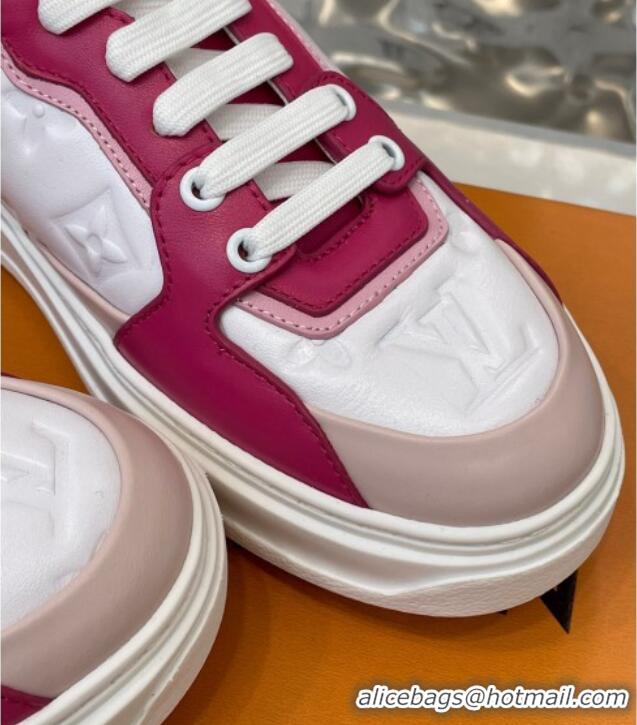 Low Price Louis Vuitton Time Out Sneaker in Monogram-embossed Leather White/Pink 0329057