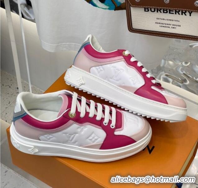 Low Price Louis Vuitton Time Out Sneaker in Monogram-embossed Leather White/Pink 0329057