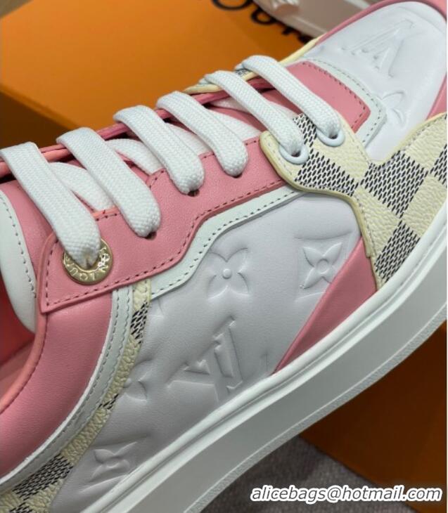 Top Grade Louis Vuitton Time Out Sneaker in Monogram-embossed Leather and Damier Azur Canvas 0329058