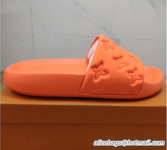 Super Quality Louis Vuitton Sunbath Monogram Rubber Flat Slide Sandals Orange 042517