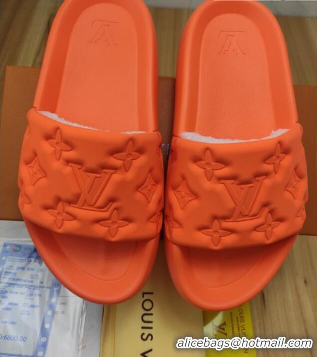 Super Quality Louis Vuitton Sunbath Monogram Rubber Flat Slide Sandals Orange 042517