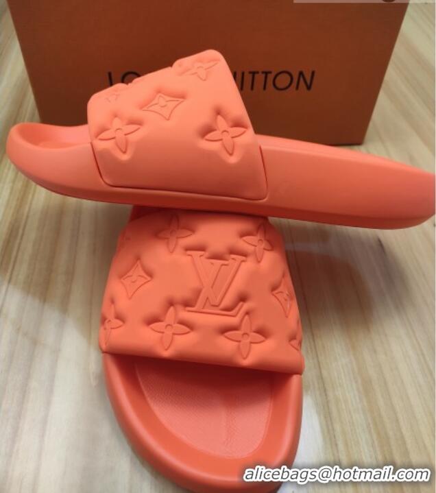 Super Quality Louis Vuitton Sunbath Monogram Rubber Flat Slide Sandals Orange 042517